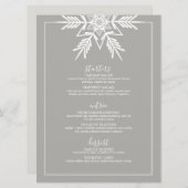 grijs modern WINTER WONDERLAND bruiloft Menu (Voorkant / Achterkant)