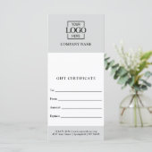 Grijs modern zakelijk gepersonaliseerd cadeaubon (Staand voorkant)