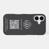 Grijs Modern Zakelijk Logo & QR Code Promotioneel iPhone 16 Hoesje (Achterkant horizontaal)