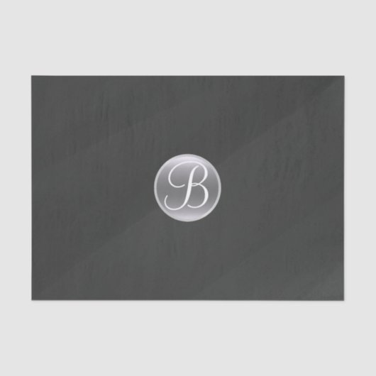Grijs Moderne Aquarel Minimal Monogram Initiaal Tissuepapier (Voorkant)