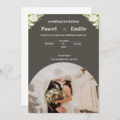 Grijs moderne bruiloft uitnodiging (Voorkant / Achterkant)