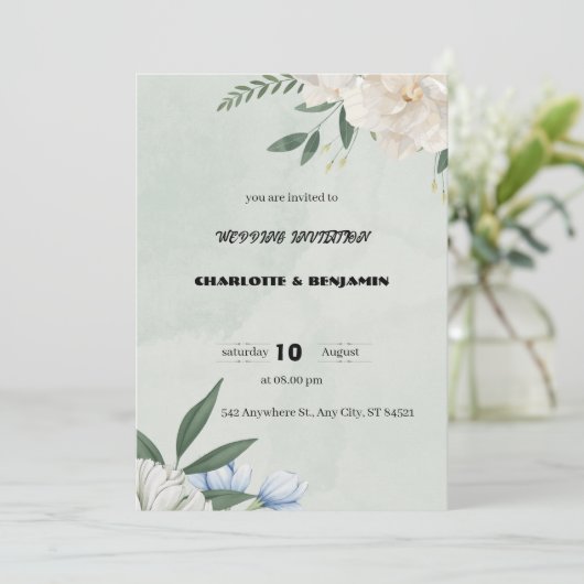 Grijs moderne bruiloft uitnodiging (Staand voorkant)