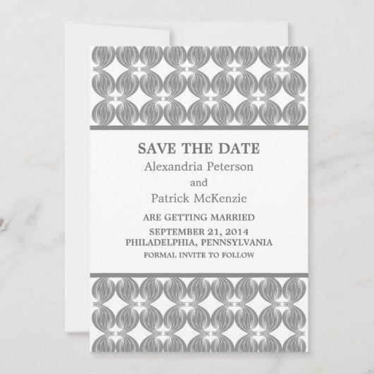 Grijs moderne Deco Save the Date uitnodiging (Voorkant)