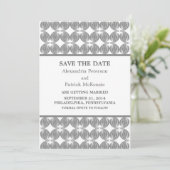 Grijs moderne Deco Save the Date uitnodiging (Staand voorkant)