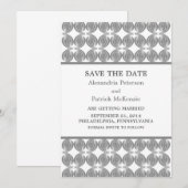 Grijs moderne Deco Save the Date uitnodiging (Voorkant / Achterkant)