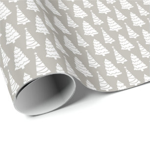 Grijs moderne elegante kerstbomen cadeau cadeaupapier