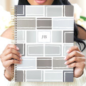 Grijs moderne geometrisch monogram planner