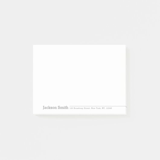 Grijs moderne, gepersonaliseerde minimalistische n post-it® notes (Voorkant)