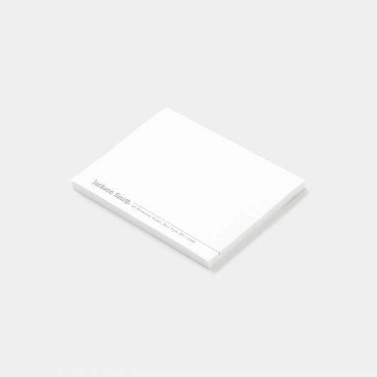 Grijs moderne, gepersonaliseerde minimalistische n post-it® notes (Schuin)
