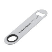 Grijs moderne, gepersonaliseerde minimalistische n speed flessenopener (Voorkant Gekanteld)