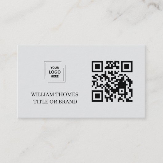 Grijs moderne QR-code bedrijfsidentiteit Visitekaartje (Voorkant)