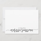 Grijs Moderne Script Naam Gepersonaliseerde Brief Notitiekaartje (Voorkant)