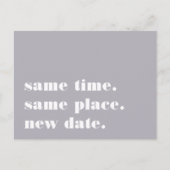 Grijs | Moderne trouwdatum-uitstel aankondiging (Voorkant)