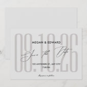 Grijs moderne trouwen save the date (Voorkant / Achterkant)