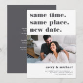 Grijs | Moderne uitstel bruiloft foto Save The Date (Voorkant / Achterkant)