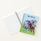 Grijs Moederpaard met Bruin Baby Colt Grass Fence Notitieboek (Binnen)