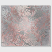 Grijs Molten Silver Blush Roze Marble Shiny Metal Cadeaupapier (Vlak)