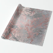 Grijs Molten Silver Blush Roze Marble Shiny Metal Cadeaupapier (Uitgerold)