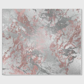 Grijs Molten Silver Blush Roze Marble Shiny Metal Cadeaupapier (Vlak)