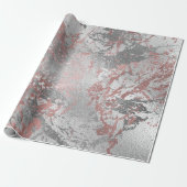Grijs Molten Silver Blush Roze Marble Shiny Metal Cadeaupapier (Uitgerold)
