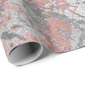 Grijs Molten Silver Blush Roze Marble Shiny Metal Cadeaupapier (Rol Hoek)