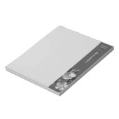 Grijs Monochromatische Bloemen Floral Custom Notit Notitieblok (Linkerzijde)