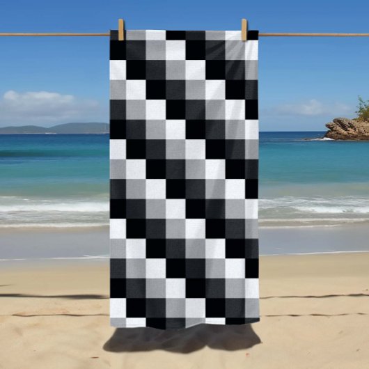 Grijs monochroom gecontroleerd patroon van het pix strandlaken