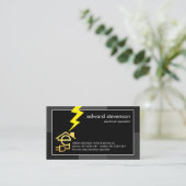 Grijs Monochroom Lijst Geel Bliksem Visitekaartje (Staand voorkant)