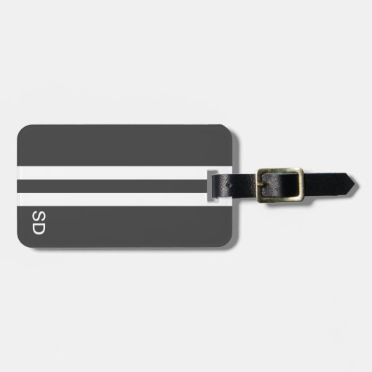 Grijs Monogram Bagagelabel voor Mannen (Voorkant horizontaal)