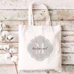 Grijs Monogram Bruidsmeisje Canvas tas<br><div class="desc">Schattigee trendy monogrammed bruiloft party canvas tassen gepersonaliseerd met een aangepaste monogram initiaal,  bruidsmeisje tekst of voeg een naam of een ander bericht. Klik op Aanpassen om tekst lettertypen en kleuren te wijzigen in creëer een uniek cadeau voor uw bruidsmeisjes en bruiloftsfeest!</div>