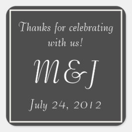 Grijs Monogram Bruiloft Favor Label Stickers