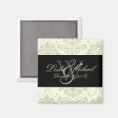 Grijs Monogram Damast Bruiloft, Magneten (Voorkant / Achterkant)