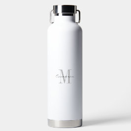 Grijs Monogram Eerste Letter en Naam Gepersonalise Waterfles