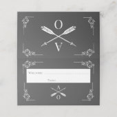 Grijs Monogram en Pijlen Receptie Plaats Kaart Plaatskaartje (Buitenkant ongevouwen)