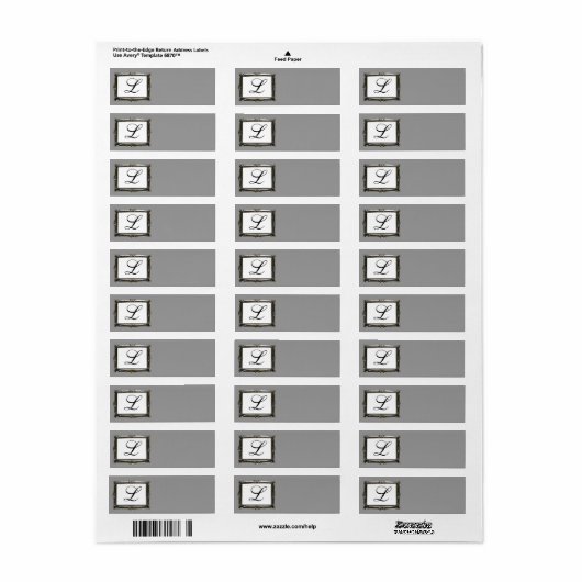 Grijs Monogram Initiaal label (Full Sheet)