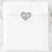 grijs monogram liefde hart vierkante sticker (Tas)