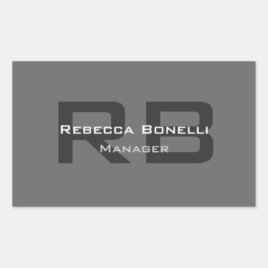 Grijs Monogram Minimalistisch Gepersonaliseerd Mod Rechthoekige Sticker (Voorkant)