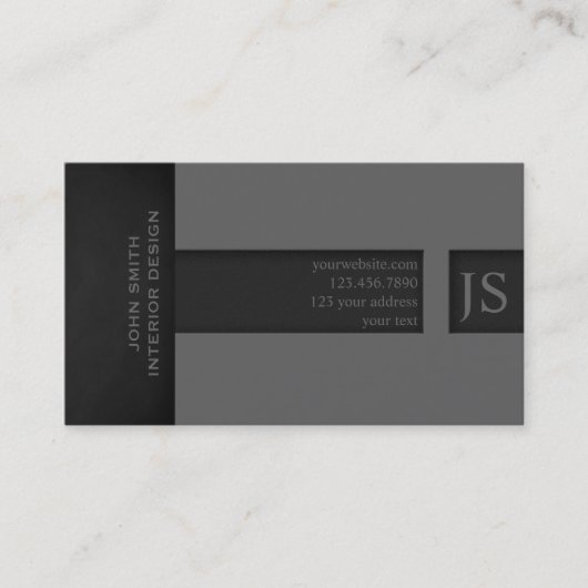 Grijs Monogram Visitekaartje (Voorkant)