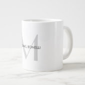 Grijs Monogram Zwart Wit Naam Grote Koffiekop (Voorkant rechts)