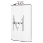 Grijs Monogram Zwart Wit Naam Heupfles (Links)