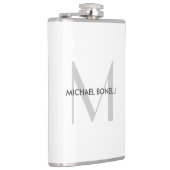 Grijs Monogram Zwart Wit Naam Heupfles (Rechts)