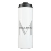Grijs Monogram Zwart Wit Naam Thermosbeker (Voorkant)