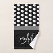 Grijs Monogram Zwart Wit Polka Dot Badhanddoek Set Bad Handdoek (Handdoek)