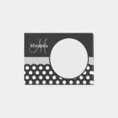 Grijs Monogram Zwart Wit Polka Dot Post-it® Notes (Voorkant)