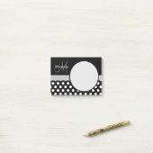Grijs Monogram Zwart Wit Polka Dot Post-it® Notes (Op bureau)
