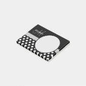 Grijs Monogram Zwart Wit Polka Dot Post-it® Notes (Schuin)