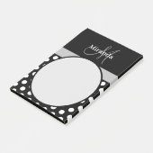 Grijs Monogram Zwart Wit Polka Dot Post-it® Notes (Schuin)