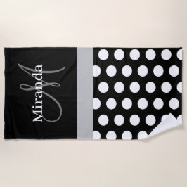 Grijs Monogram Zwart Wit Polka Dot Strandlaken