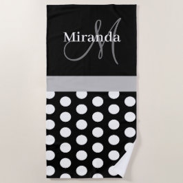 Grijs Monogram Zwart Wit Polka Dot Strandlaken