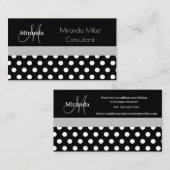 Grijs Monogram Zwart Wit Polka Dot Visitekaartje (Voorkant / Achterkant)